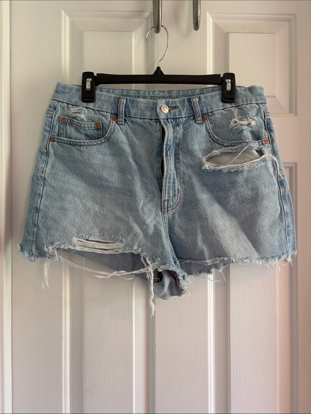 American Eagle Outfitters Light Blue Distressed Denim Cutoff Shorts